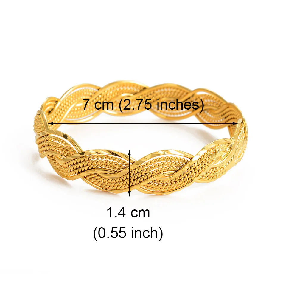 Anniyo 4Pieces Twisted Bracelet for Women Dubai Bangles Ethiopian Bangles African Jewelry Arab Middle East #216506