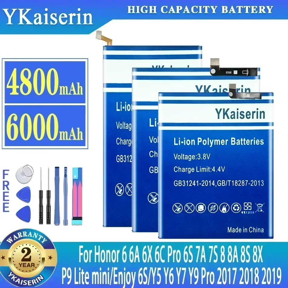 

YKaiserin Battery for Huawei Honor 6 6A 6X 6C 6S 7A 7S 8 8A 8S 8X/Enjoy 6S/Nova/P9/Y5 Y6 Y7 Y9 Pro Lite Mini 2017 2018 2019 + NO