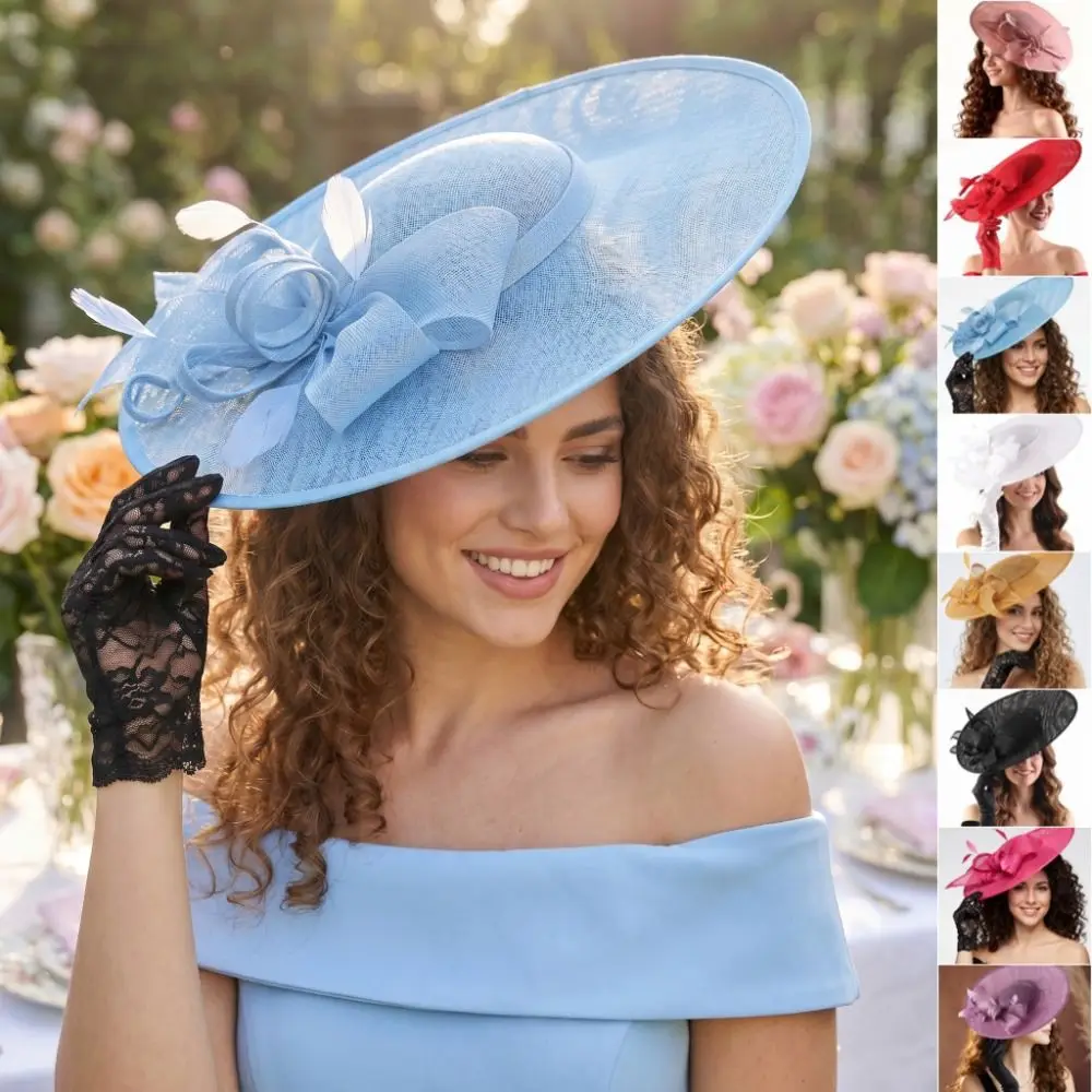 Hair Hoop Exquisite Mesh Bow Headband Elegant French Feather Fascinator Hat Sweet Flower Tea Party Hat Lady