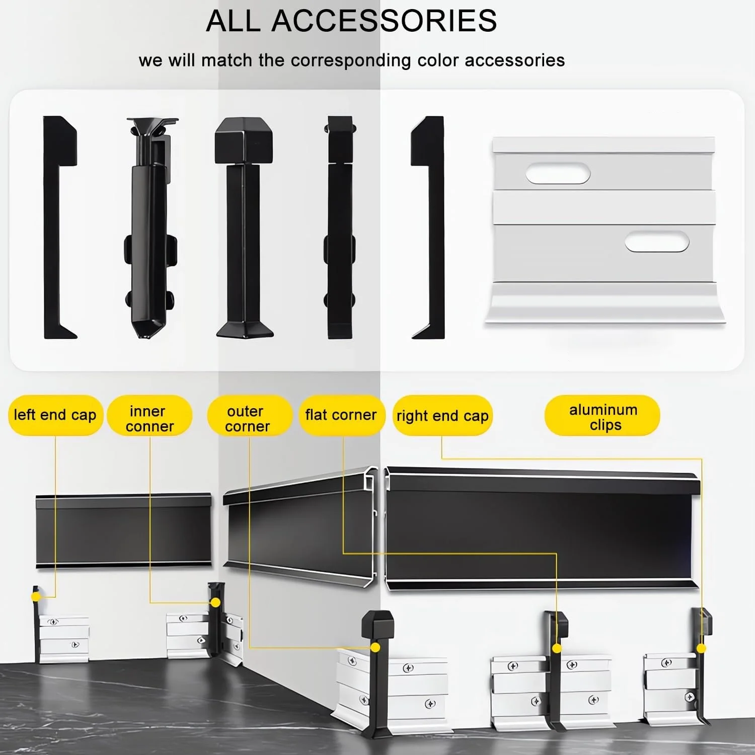 Aluminiowa listwa przypodłogowa H8CM/6CM LED Profile przypodłogowa Metalowa listwa przypodłogowa Cove Base Formowanie podłogowe i wykończenie do