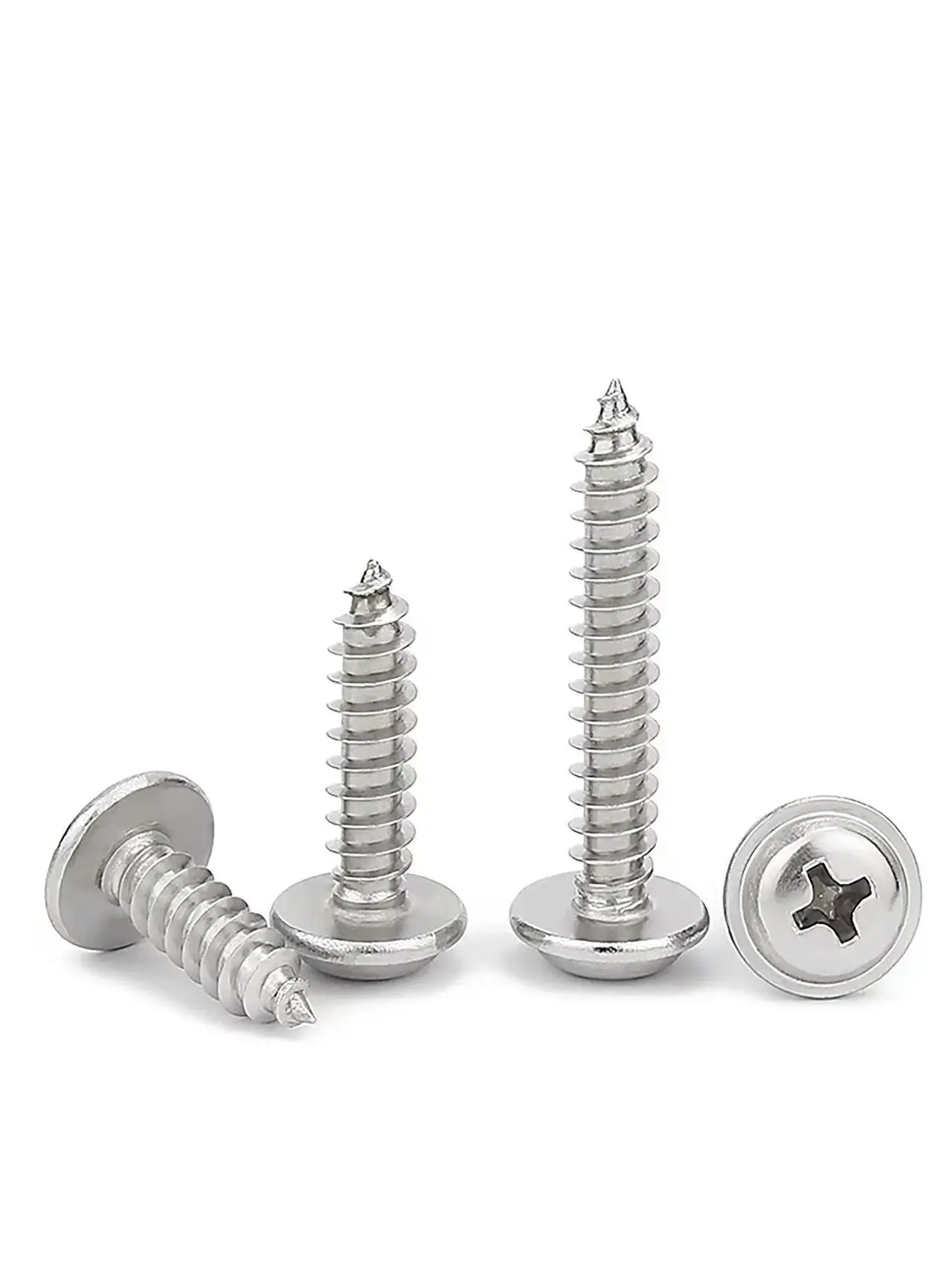 PWA 304 Stainless Steel Drywall Cross Phillips Screws With Pad Round Head Pan Washered Tapping Self-tapping Screw