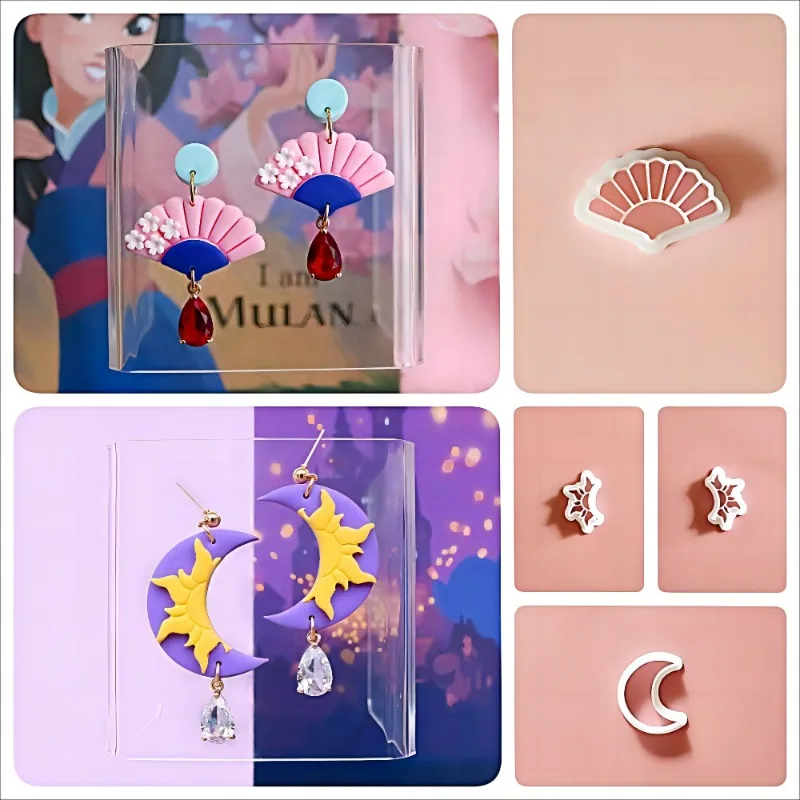 Moon Earrings New Soft Pottery Polymer Clay Cutter Classical Fan/sun Shape Mold Jewelry Earrings Pendant Hand Cutting Tools