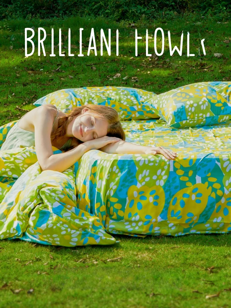 

Комплект постельного белья CastleGarden из чистого хлопка с цветочным принтом, наволочка, пододеяльник, простыня, наволочка для подушки, четыре предмета, с независимым мешком для хранения, в деревенском стиле