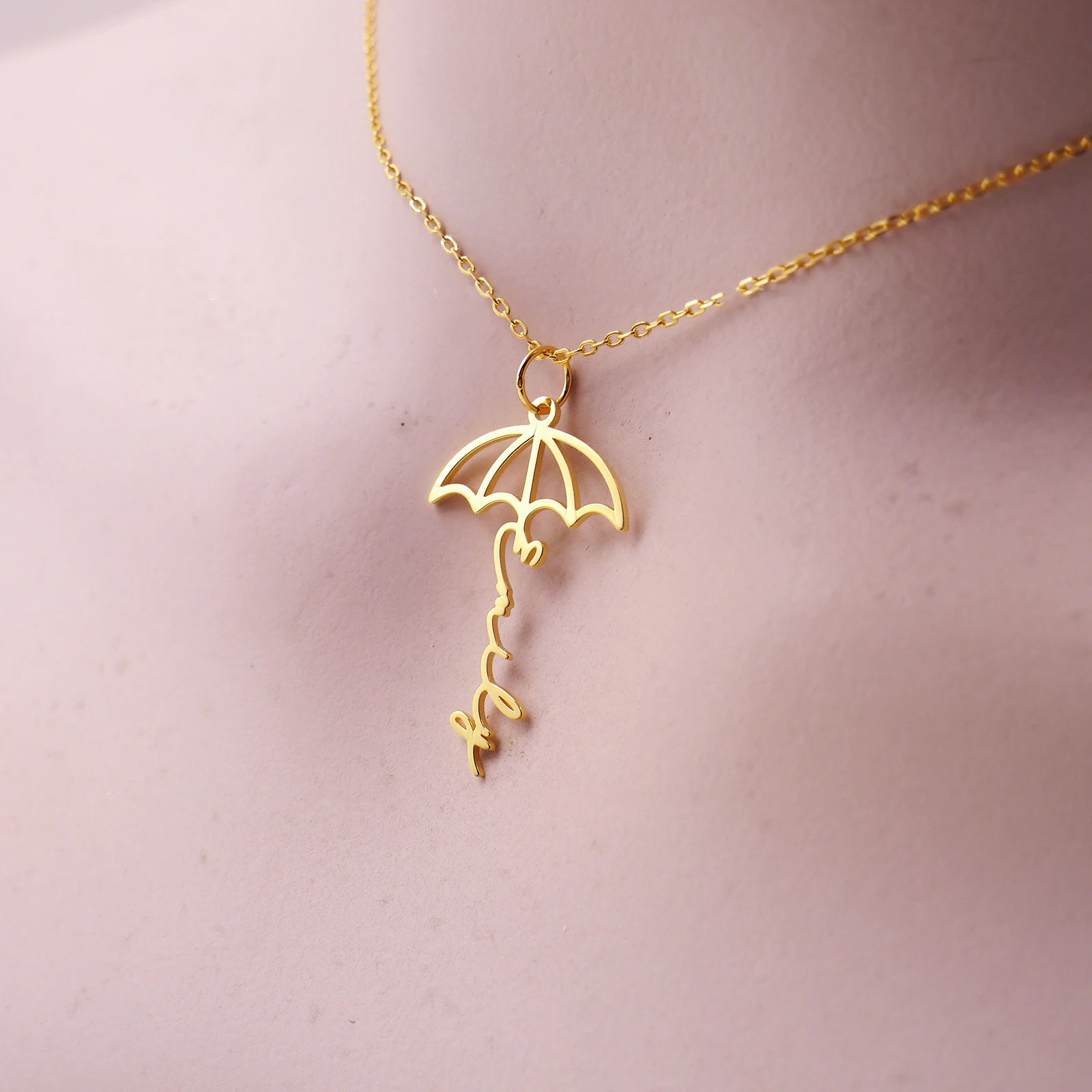 

Customized Products Umbrella Necklace Custom Name Umbrella Necklace Rain Lover 925 Silver Necklaces Christmas Gift for Women