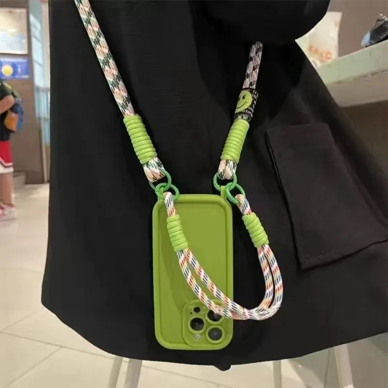Crossbody strap Lanyard Necklace Wrist Strap Silicone Case For iphone 17 Air 16 16E 15 14 12 11 13 Pro Max Plus Cover