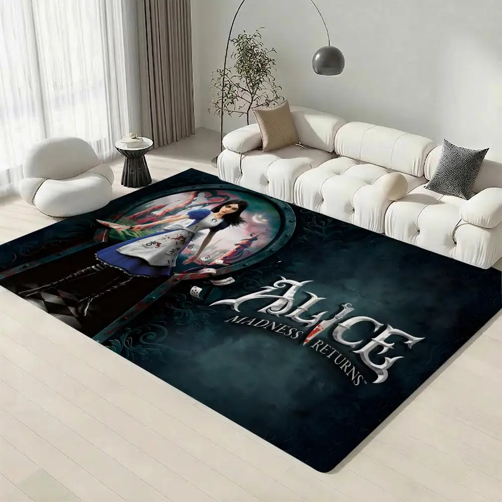 Horror Game A-Alice: Madness ReturnsS Floor Mat Eco-Friendly Flannel Doormat Non-Slip Odorless Soft Short Plush Indoor Floor Rug