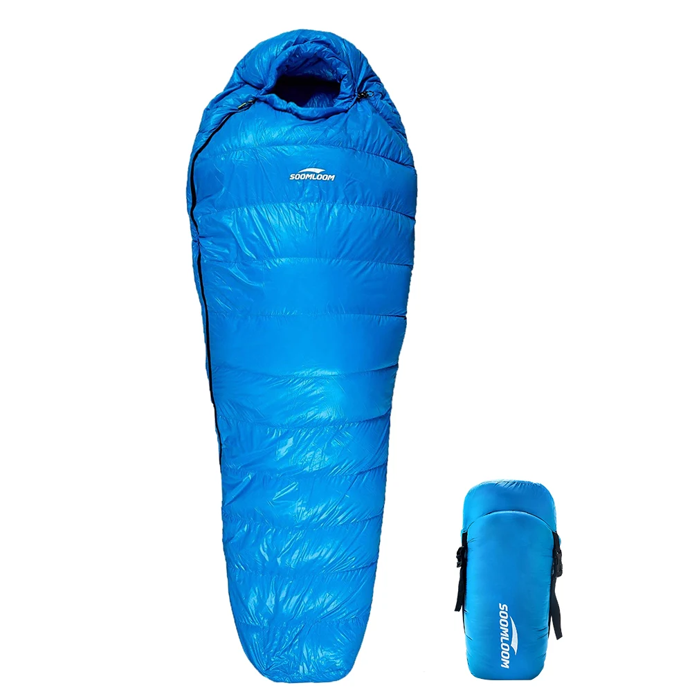 Soomloom Keep Warm Down Filled Adult Mummy Style Sleeping Bag for Winter Outdoor Camping Travel Winter Thermal Sleeping Sack