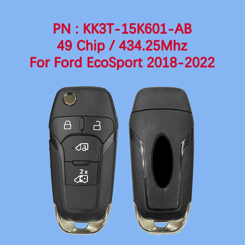 

CN018139 Original 4 Button Smart Remote Key Fob 434.25MHz FCC KK3T-15K601-AB 49 Chip For Ford Eco Sport 2018-2022
