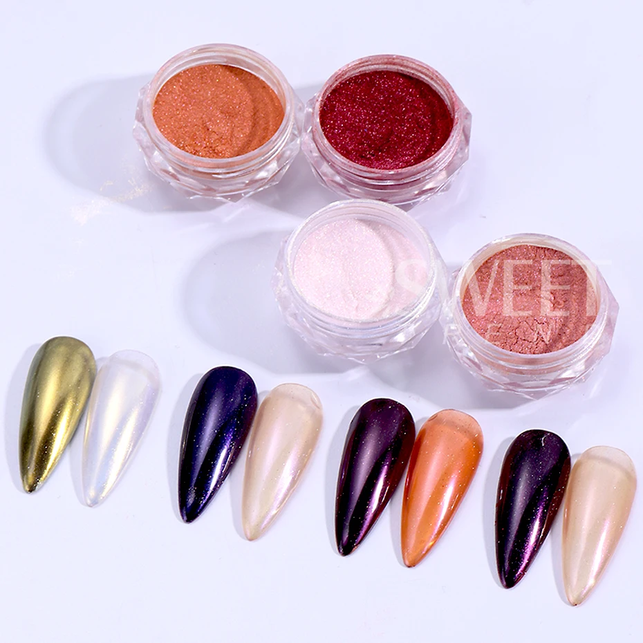 4/6 caixas espelho cromo prego em pó ouro metálico arte do prego uv gel polonês cromo glitter efeito poeira inverno manicure acessórios