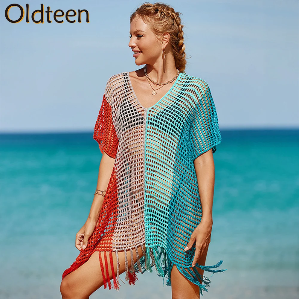 

New Fashion Beach Cover ups Slightly Transparent Fringe Cover-Up For Swimwear Women Beach Hollow Stitching Beach Cover Ups Gifts