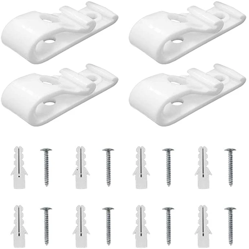 4pcs Roller Shade white Saftey Chain Retainer and Cord Guide Fixation Hook P Clip for Roller Blinds Cord Loop and Bead Chain