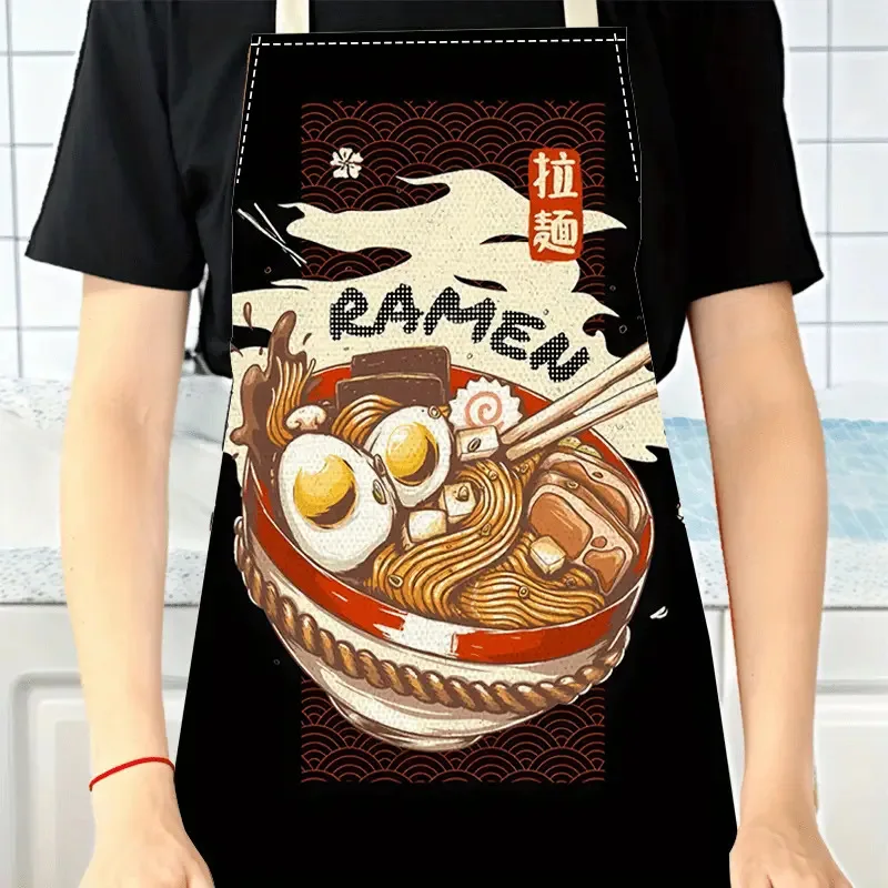1pc Ramen Noodle Apron Linen Japanese Food Art Kitchen Chef Gift Cooking Baking Restaurant Decor Anime Style Gift