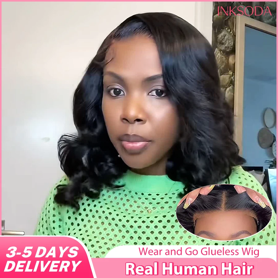 

Wear And Go Glueless Bob Wig Human Hair Short Body Wave Lace Front Wigs Pre Cut Brazilian Hair 5X5 HD Lace Closure Wig For Women