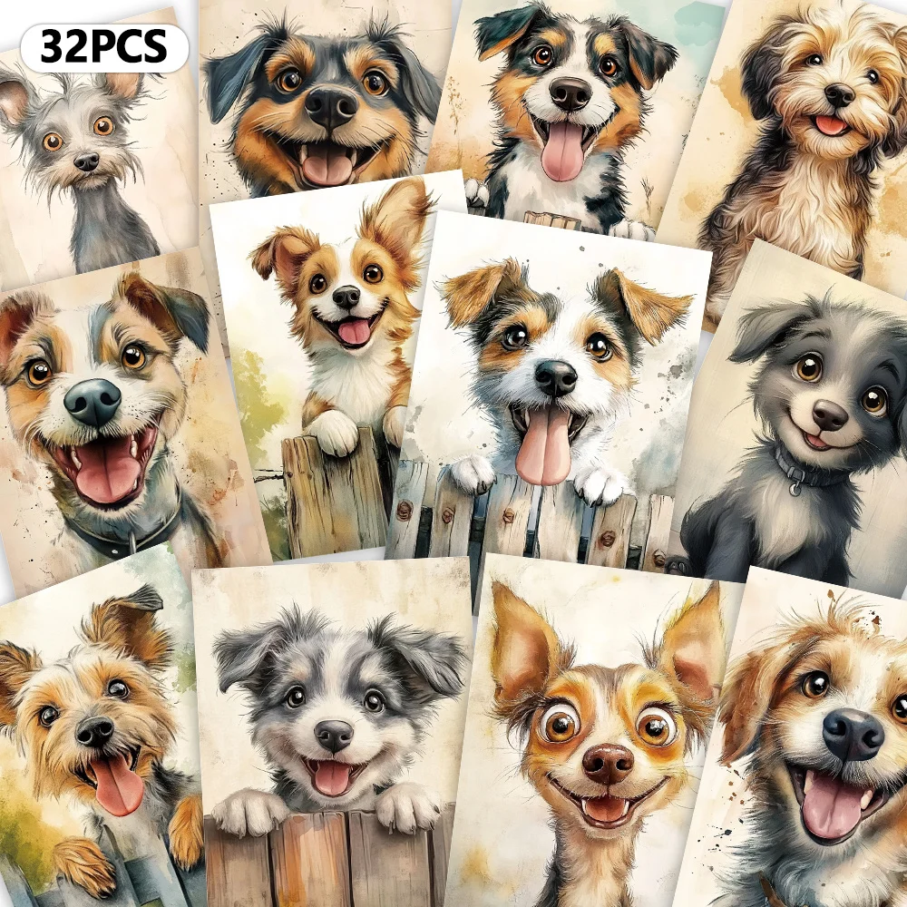 32pcs, watercolor cute puppy postcards, Birthday/Anniversary gifts, collectibles, suitable for gift giving, can be mailed. - view 4