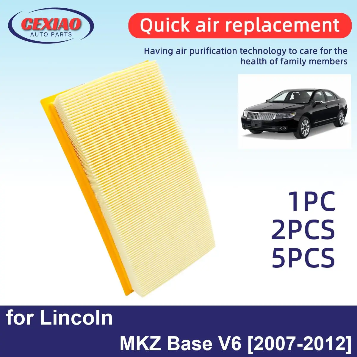 1pc 2pcs  Air Creator Engine filter Filter For Lincoln MKZ Base V6 2007-2012 High cost performance CA10242 7T4Z-9601-A