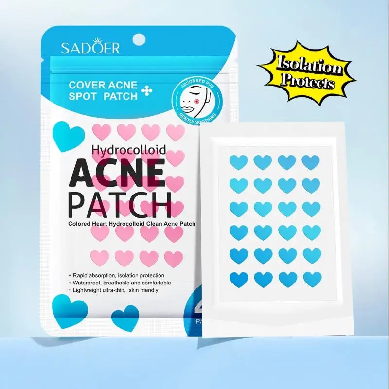 48pcs Heart-Shaped Acne Patches – Hydrocolloid Invisible Pimple Covers with Oil-Absorbing Protection for Daily Spot and Blemish