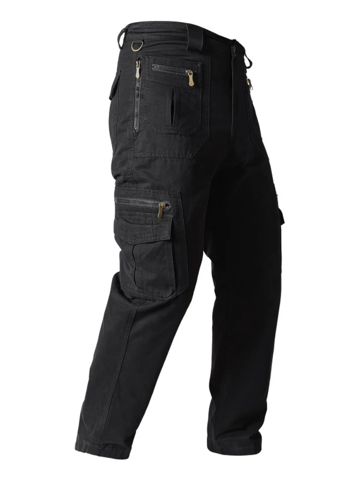 

Новинка 2025, мужские повседневные хлопковые брюки в стиле милитари, прямые брюки на молнии с несколькими карманами, весна-осень, большие размеры, против морщин