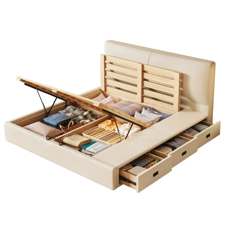 

High-end atmospheric box bed, modern minimalist soft bag bed