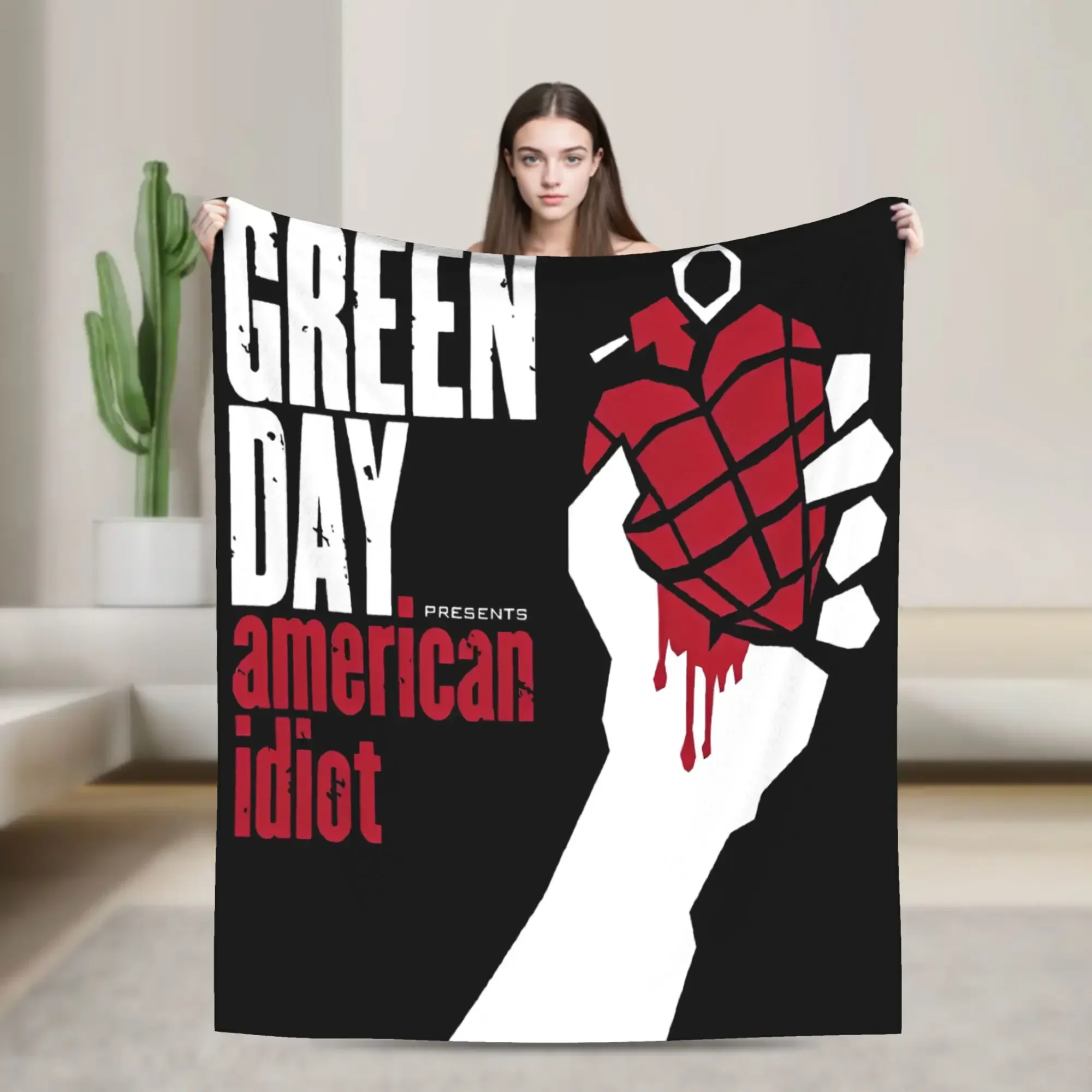 

Плед из флиса Punk Greens Days с музыкальным принтом, легкий, тонкий, для дома, уютный декор