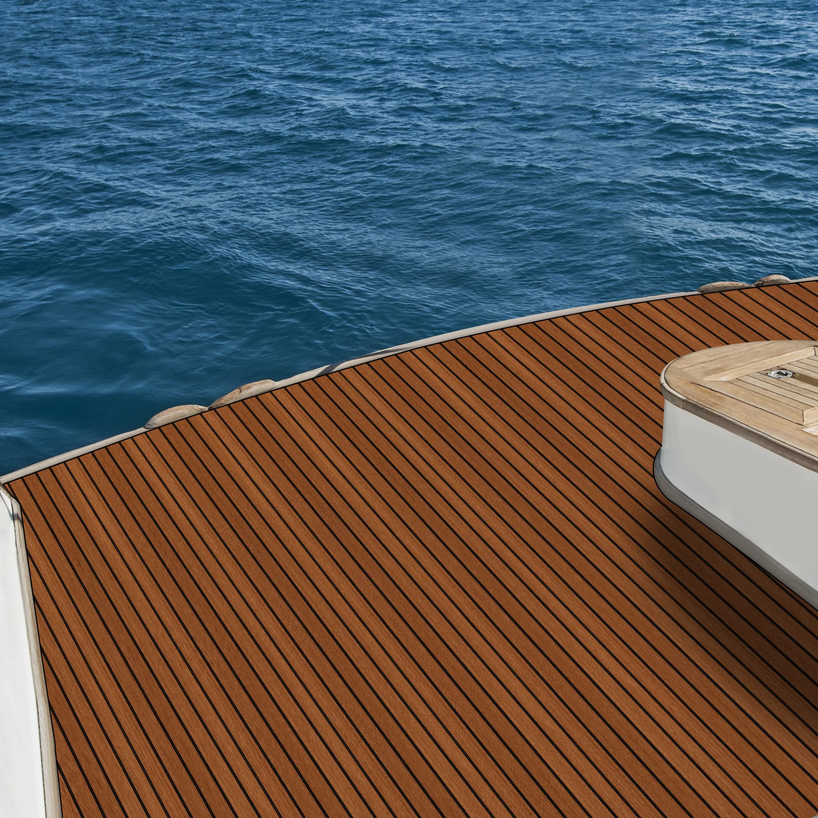 Boat Flooring EVA Foam Decking Sheet Faux Teak Marine Mat Marine Carpet 240*60cm for Motorboat RV Yacht Kayak Swimming Pool