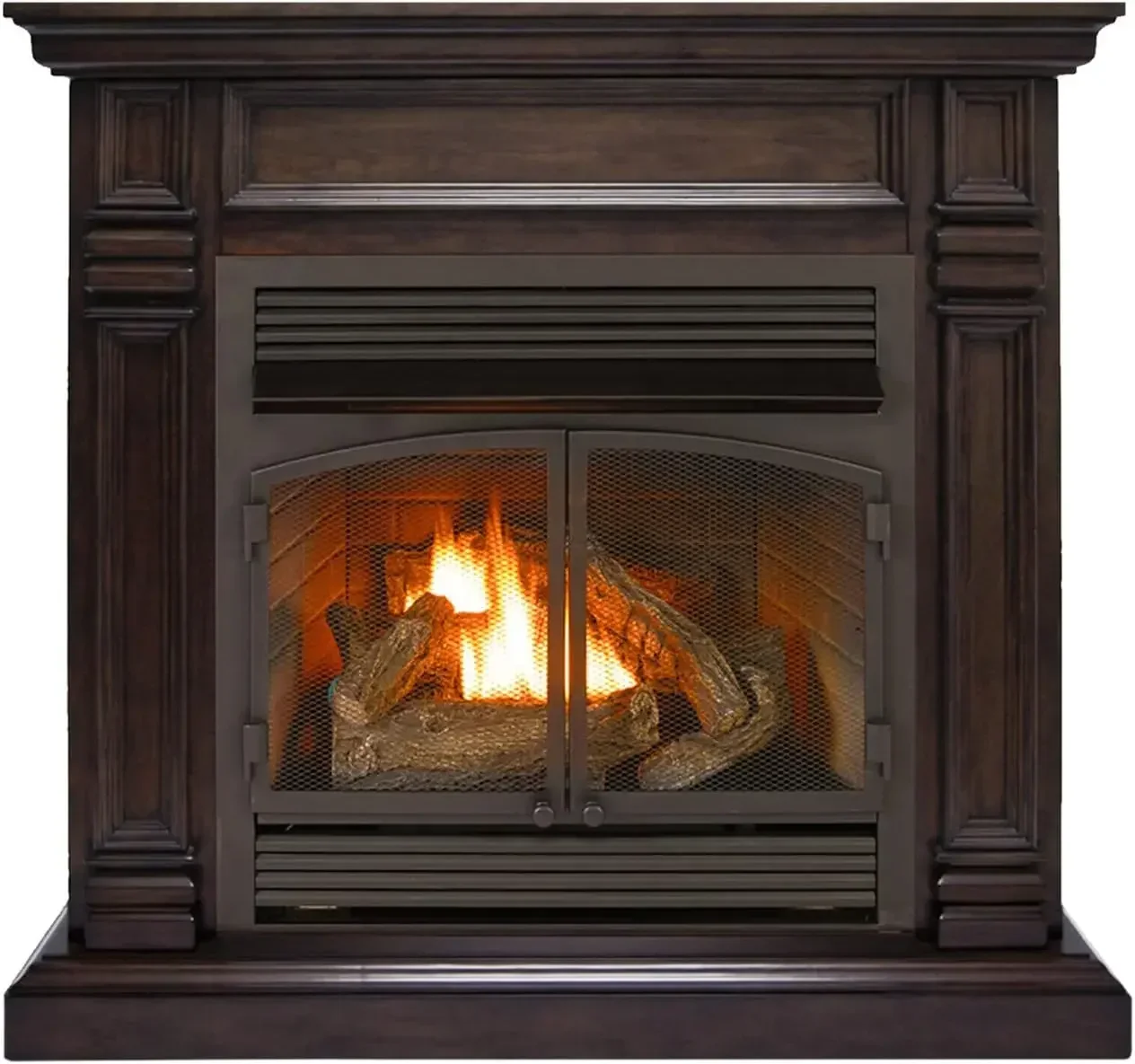 FDF400T-ZC Dual Fuel Ventless Fireplace - 32,000 BTU, Remote Control, Chocolate Finish