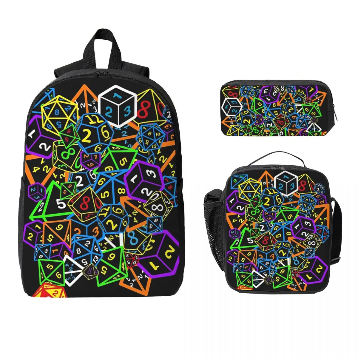 

D&D (Dungeons And Dragons) This Is How I Roll Backpack Student Boys Girls BookBag School Bag 3ps Insulated Lunch Bag Pencil Case