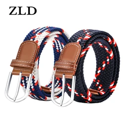 ZLD 120-130cm Casual Knitted Pin Buckle Men Belt Woven Canvas Elastic Expandable Braided Stretch Belts For Women Jeans