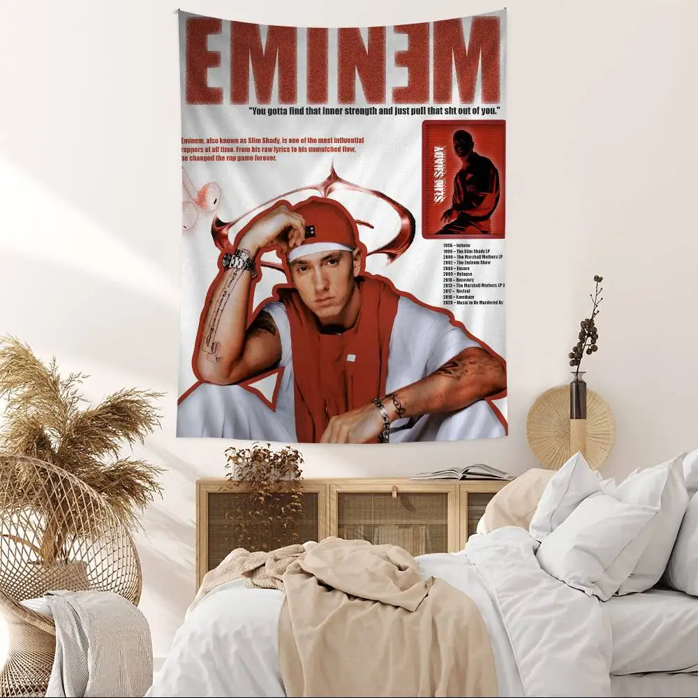 Popular singer music E-Eminem cool Anime Tapestry Hippie Flower Wall Carpets Dorm Decor Wall Hanging Home Decor