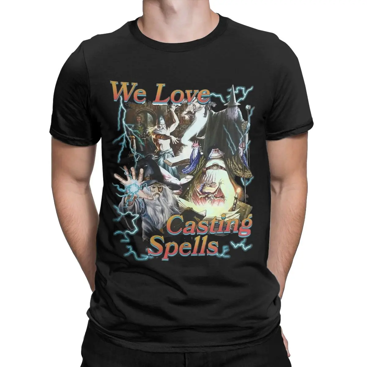 Men T-Shirt We Love Casting Spells Vintage Pure Cotton Tees Shadow Wizard Money Gang T Shirts Crewneck Clothes Birthday Gift