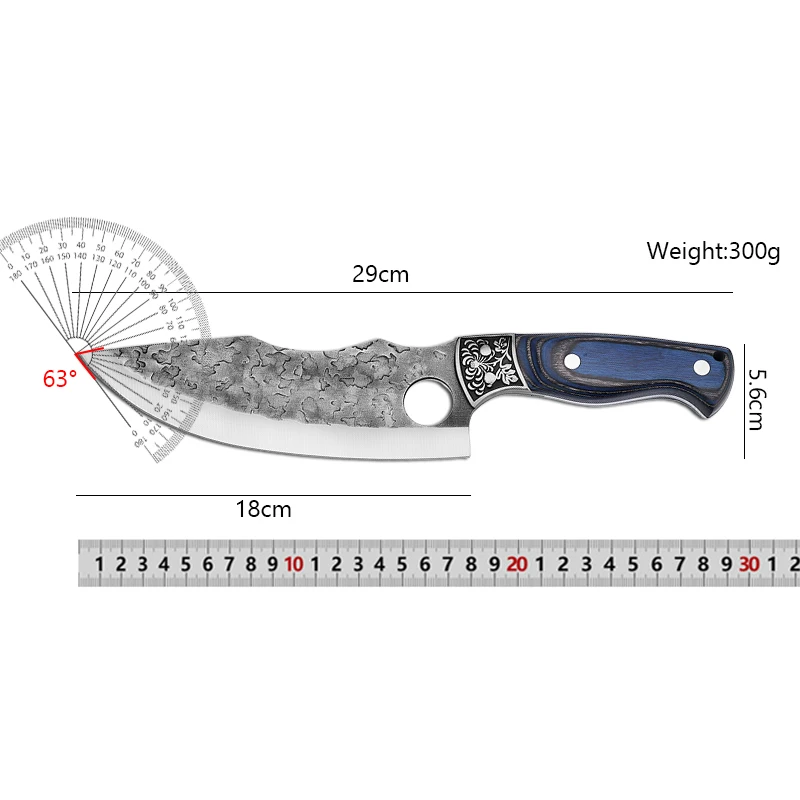 Kitchen Knife Full Tang Butcher Meat Cleaver Boning Slicing Vegetable Knife Chef Cooking Tools with Wood Handle