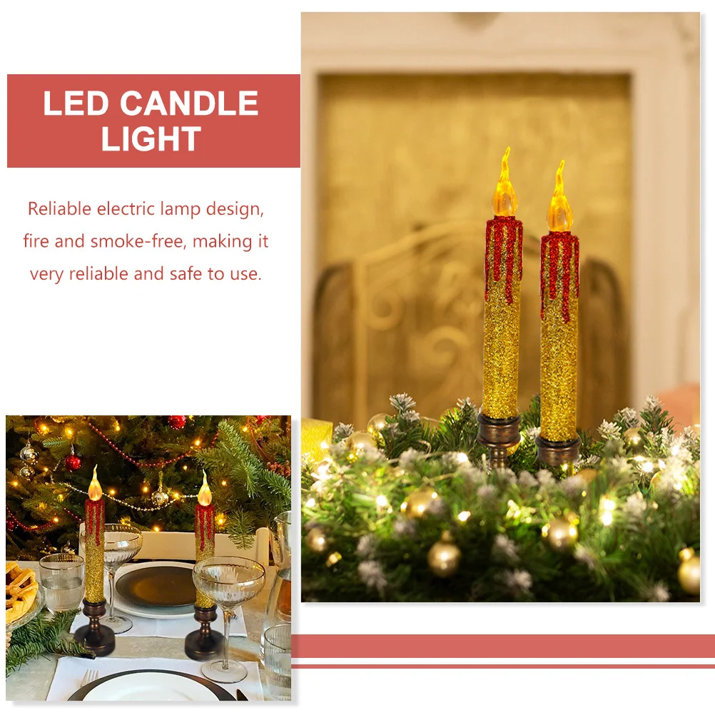 

2Pcs Wedding Decoration Light Xmas Themed Desktop LED Electric Light Flameless Powered Christmas Party