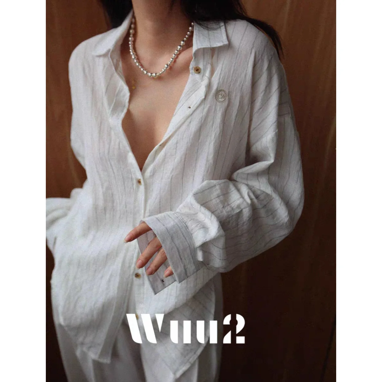 

Unisex Shirts 2026 New Summer Women's Cotton Linen Striped White Shirt French Lazy Style Loose Casual Top Blouse Women