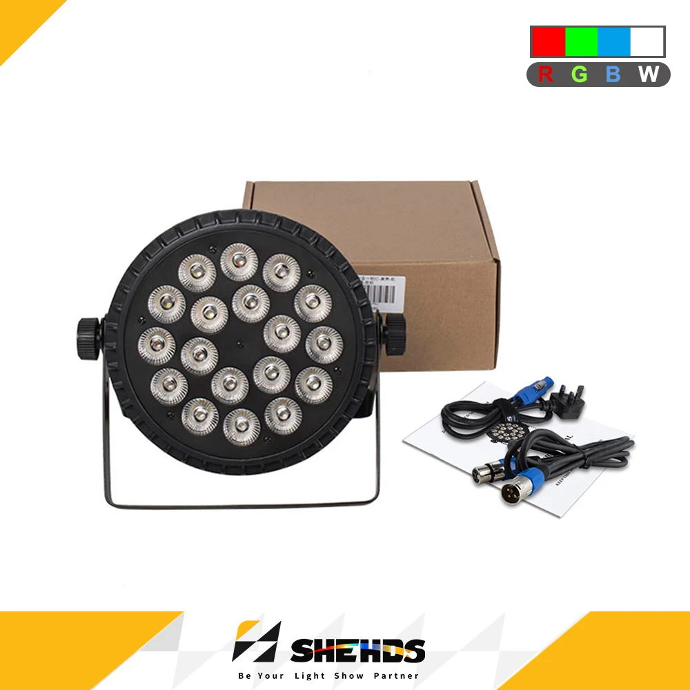 SHEHDS 18x12w Hot Sale LED Par Aluminum Alloy Flat RGBW Wash Stage Light Effect Professional For DJ Disco Wedding Party 2 Years Warranty DMX512