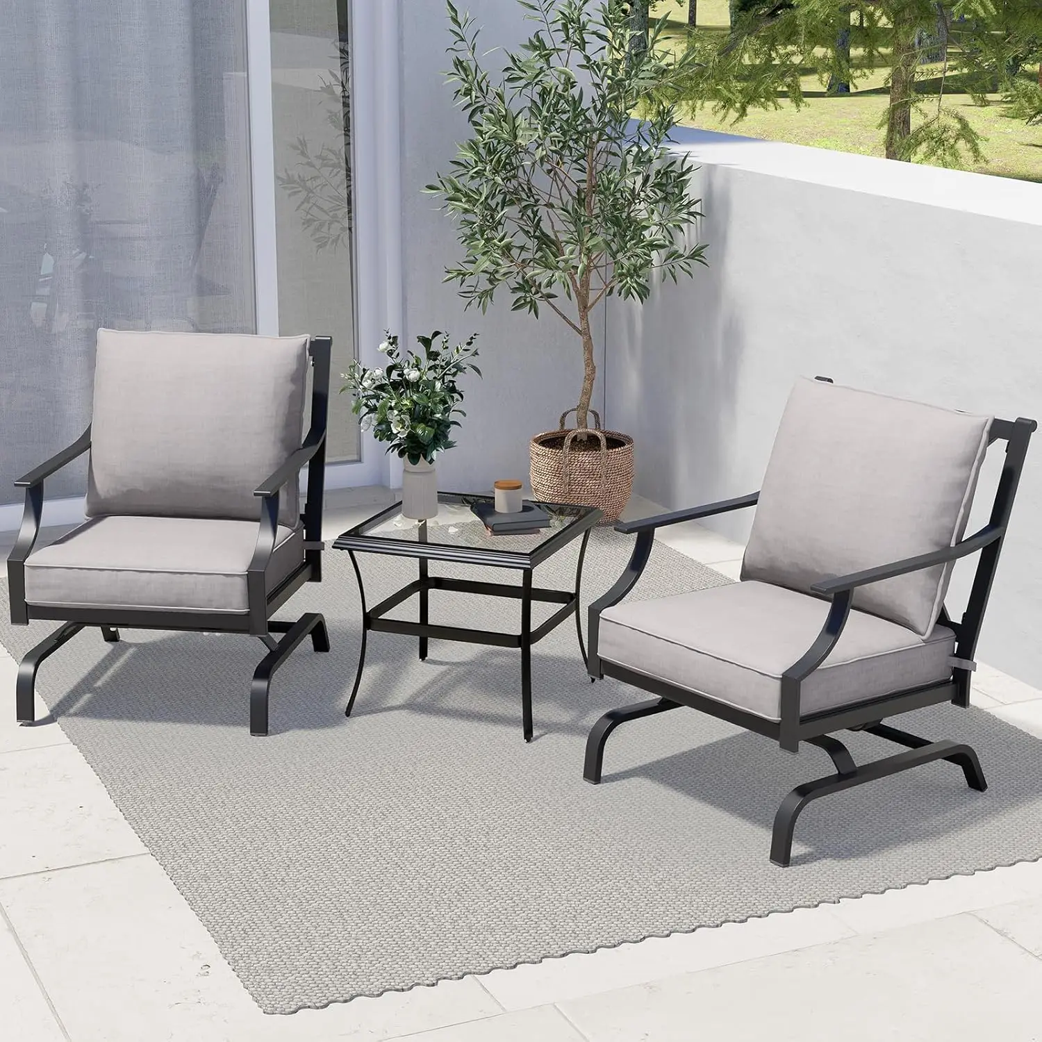 Rocking Chairs Patio Chairs Bistro Sets Conversation Chair Set Indoor Outdoor Chat Set Motion Chair A Comfortable Shake