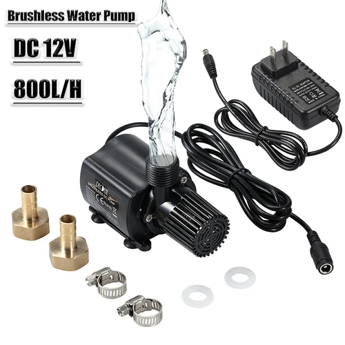 Imagen 1 del producto Bomba sumergible de circulación de agua con Motor sin escobillas, 800L/H, CC de 12V, súper silenciosa, para fuente, piscina, pecera, acuarios