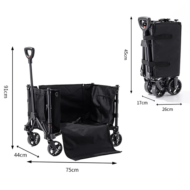 Folding Cart Outdoor Utility Large Capacity Wagon Cart Camping Picnic Trolley Beach Collapse Folding Cart