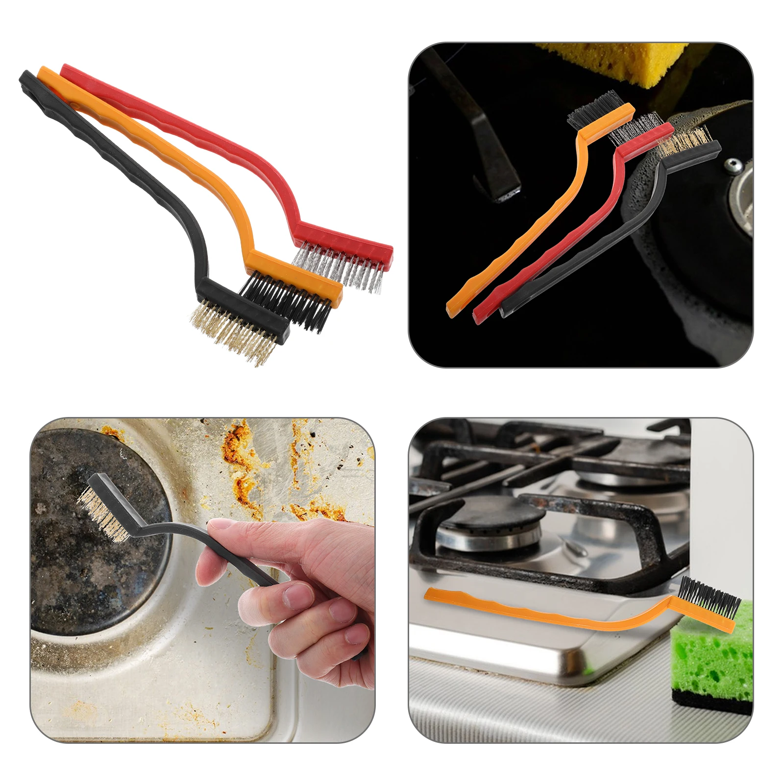 

2 Set Gas Stove Brush Oven Cleaner Burner Detail Brushes Deep for Cleaning Hood