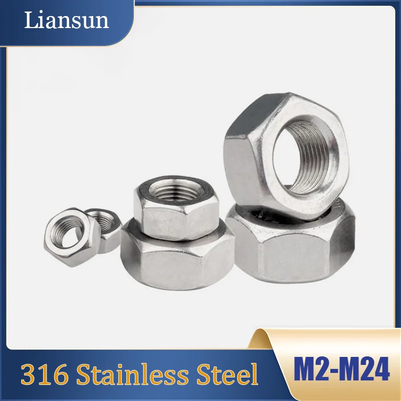 

Hex Nuts 316 Stainless Steel Hex Full-Thread Nuts M2M2.5M3M4M5M6M8M10M12M14M16M18M20M24 Metric Thread Hex Nuts for Metalworking