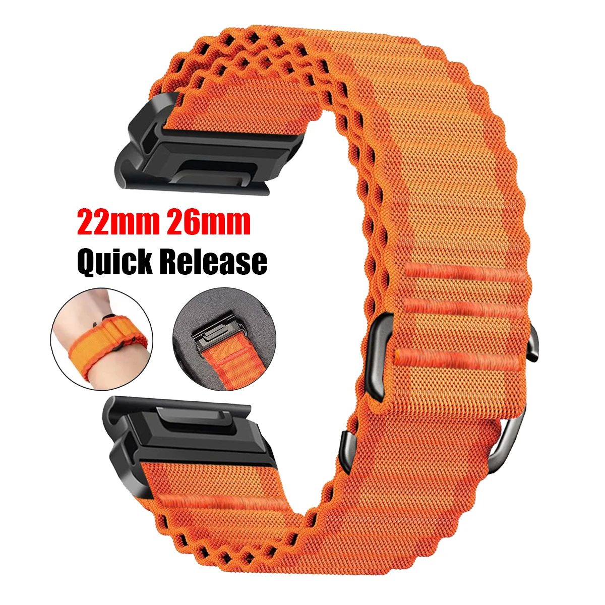 22/26mm Quickfit Nylon Watch Band for Garmin Fenix 9/Fenix 9 Pro Solar 51mm 47mm Strap for Fenix 8/Enduro/Descent Mk3i Bracelet