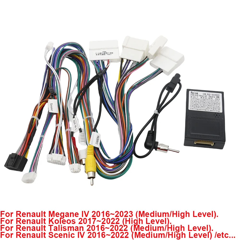 Wiring Harness Canbus Decoder for Renault Clio Mk4 with Tomtom 16 Pin To 12Pin 32Pin 24Pin Connector Car Android Cable Adapter
