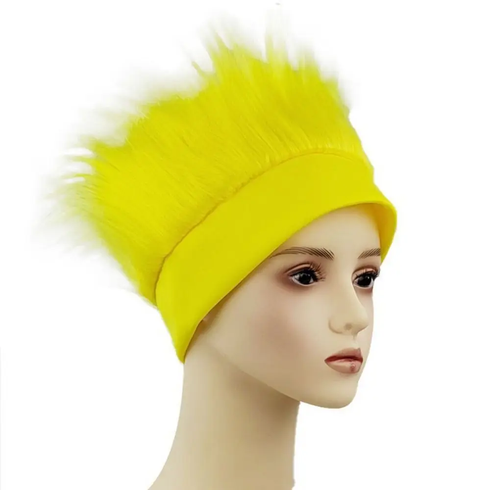 Solid Color Sports Events Wig Spiky Texture Rock Style Spiky Wig Upward Design Fluffy Texture Sports Events Fan Headband