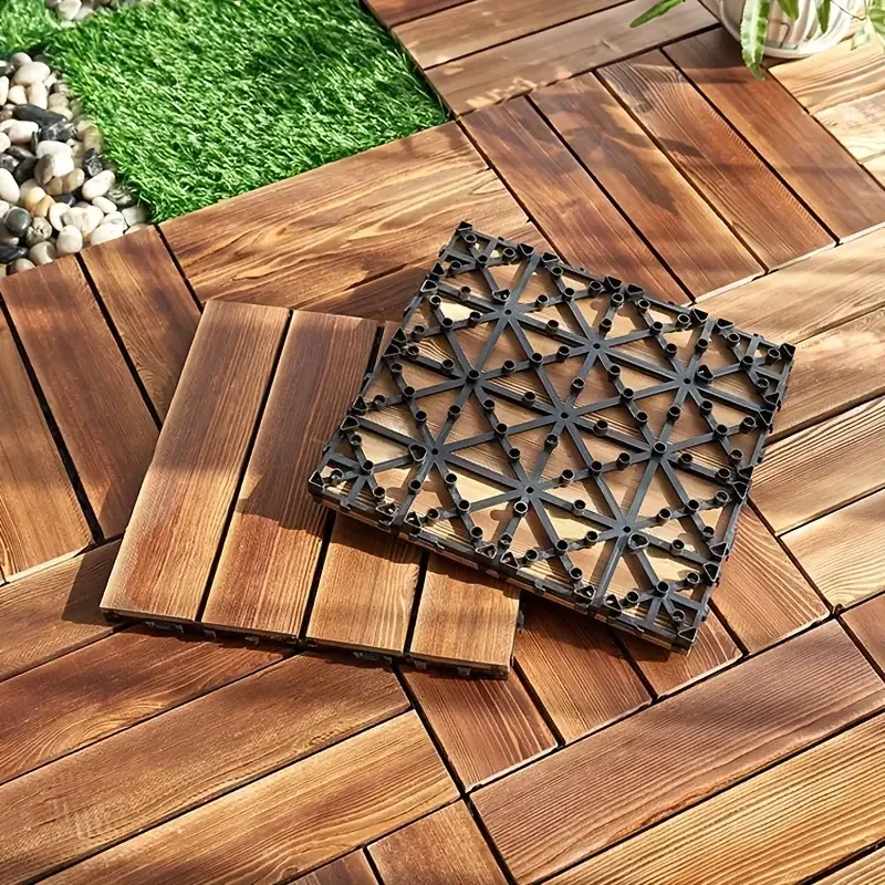 Solid Wood Flooring Balcony Bathroom Courtyard DIY Garden Terrace Outdoor Splicing Flooring Waterproof And Anti Slip Floor Mat