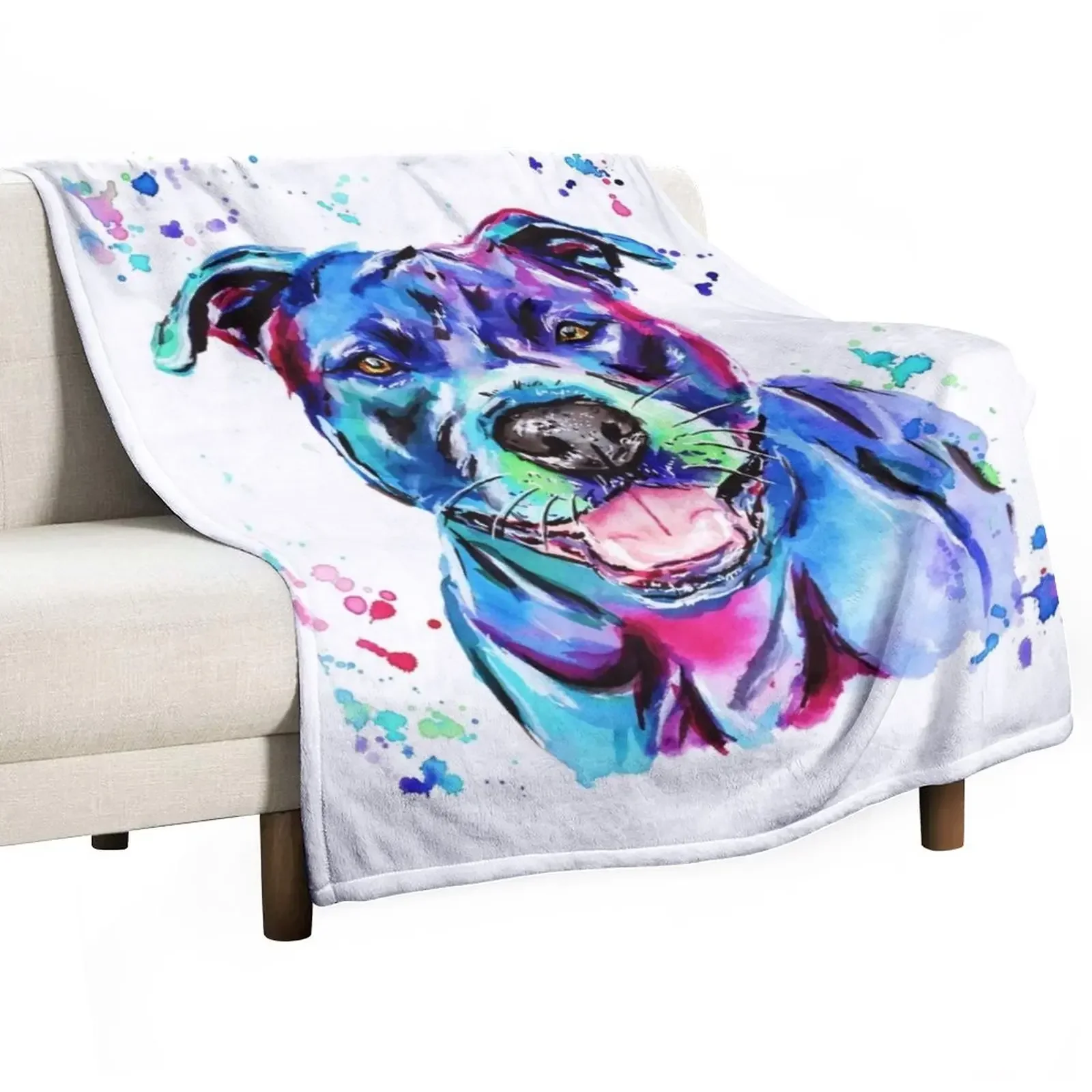 

Watercolour Staffy Throw Blanket Flannels Bed covers Blankets