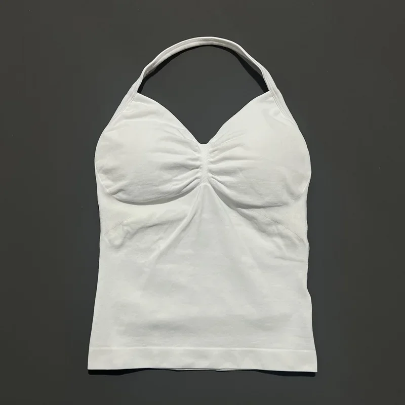 Gym Halter Top Dames Longline tanktop met bandjes Gewatteerde yogakleding Afneembare cups Yoga tanktops Fitness Workout Hardlopen Activewear