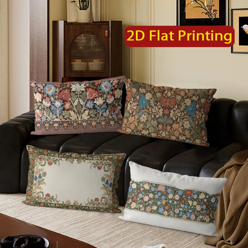 Böhmische Vintage-Blumenkissenbezüge, geeignet für Sofa, Schlafzimmer, Auto, Kissenbezug, rechteckiges Rückenkissen