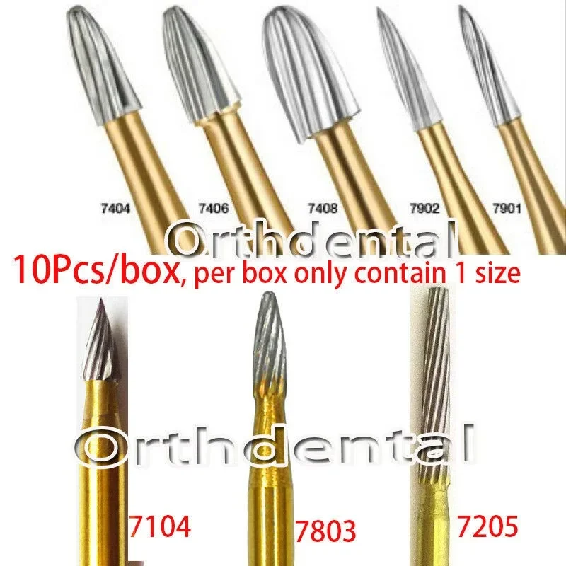 1 Box Dental Burs Trimming Finishing Drill Titanium Carbide Tungsten Plated High Speed FG 7901/7803/7104/7404 Dentistry Lab Tool