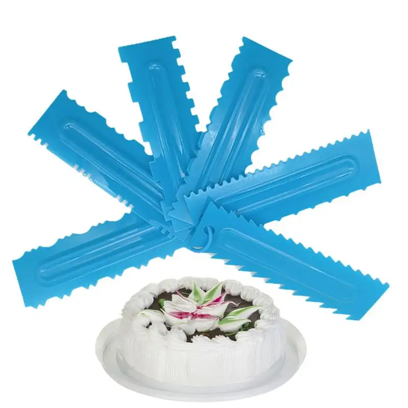 Grattoir à Gâteaux Lisse avec Bord Latéral à Motifs, Peigne de Décoration, Grattoir, Ensemble pour Mousse, Crème, Pâtisserie, 6 Pièces