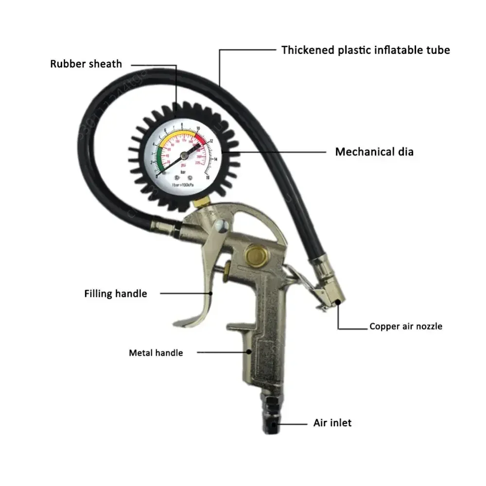 220 PSI Tire Pressure Meter Dual Head Air Chuck Digital Tire Pressure Gauge with Inflation Deflation Function for Car Auto Truck