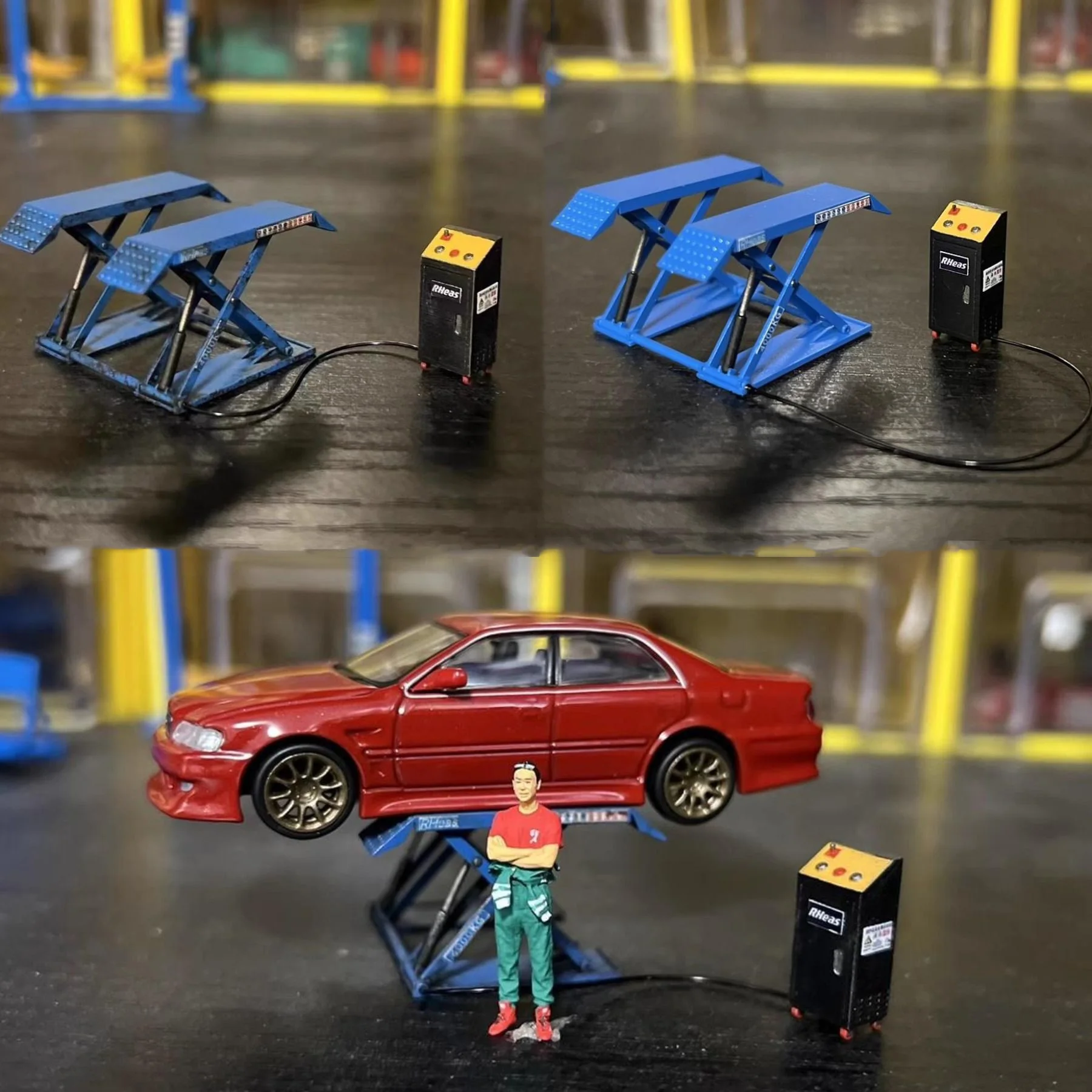 Diorama 1:64 Shear Lift Model Auto Repair Garage Scence Decoration Miniature Modifications  Accessories Collectible Figure