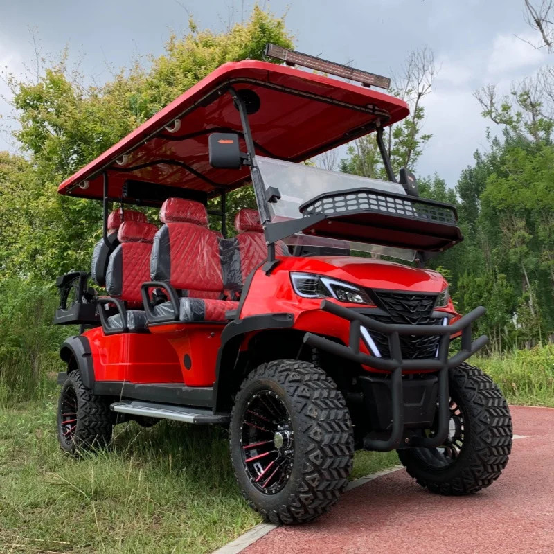 China Electric Golf Cart Custom Comfortable Luxury Electric Club Course Hunting Multipurpose Car 14 Inch Wheel Aluminum Soundbar
